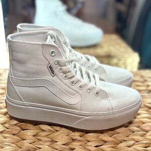 Vans Sk8-Hi Stacked Platform Canvas True White Sneakers Women  New